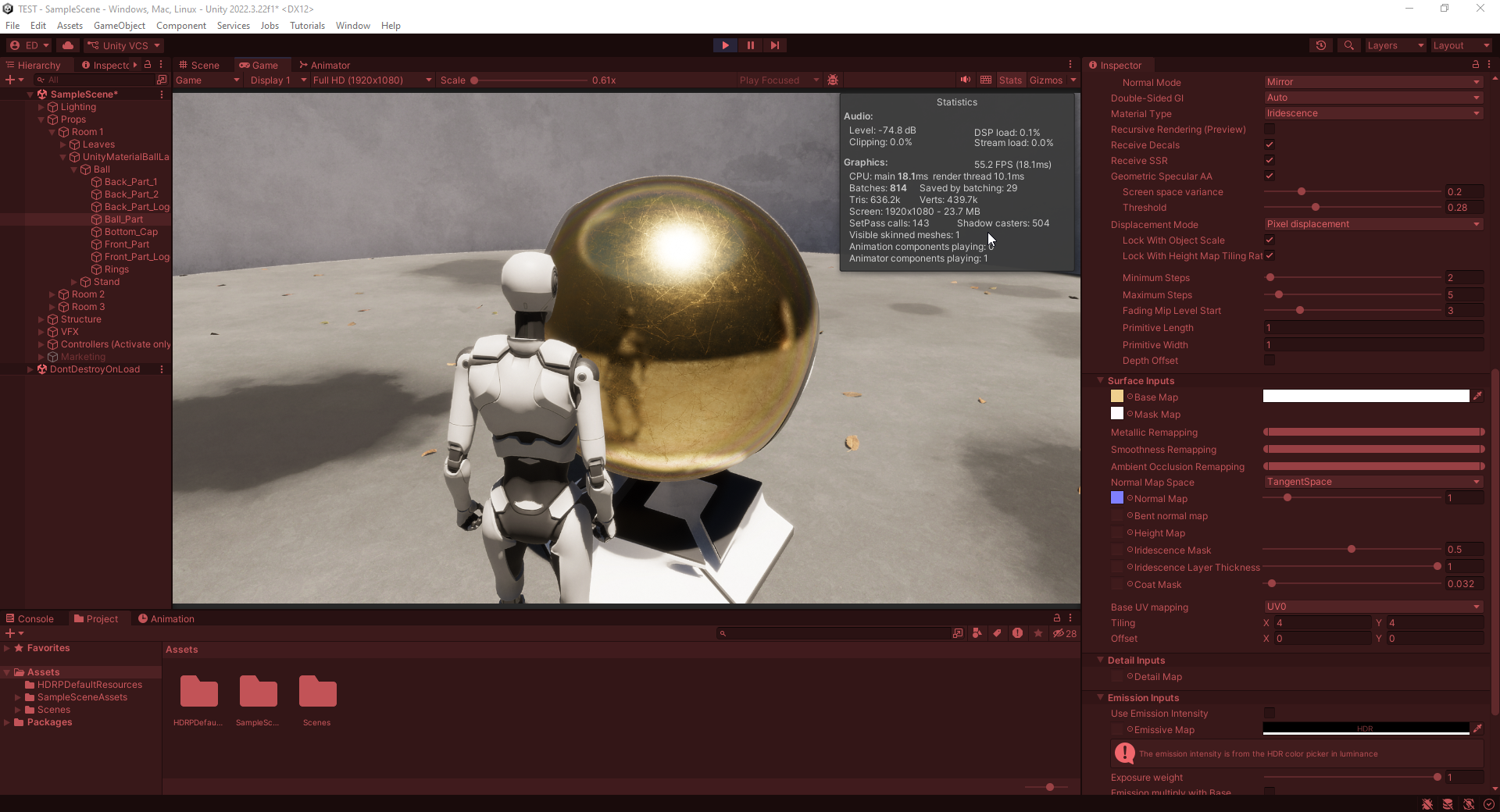 Unity 2022 HDRP RTX Sample scene