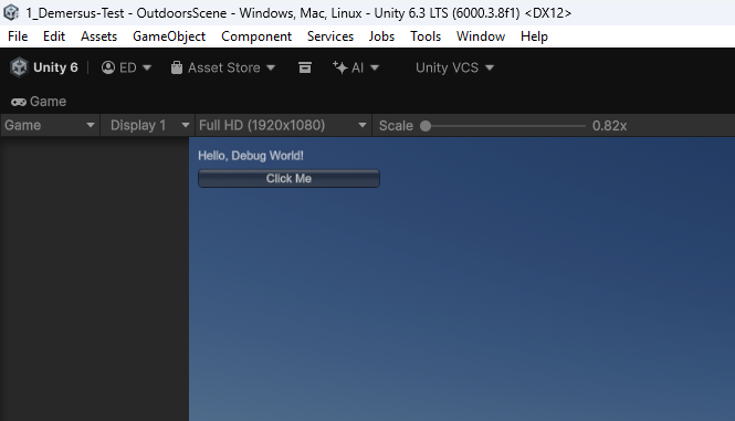 Test debug UI in Unity