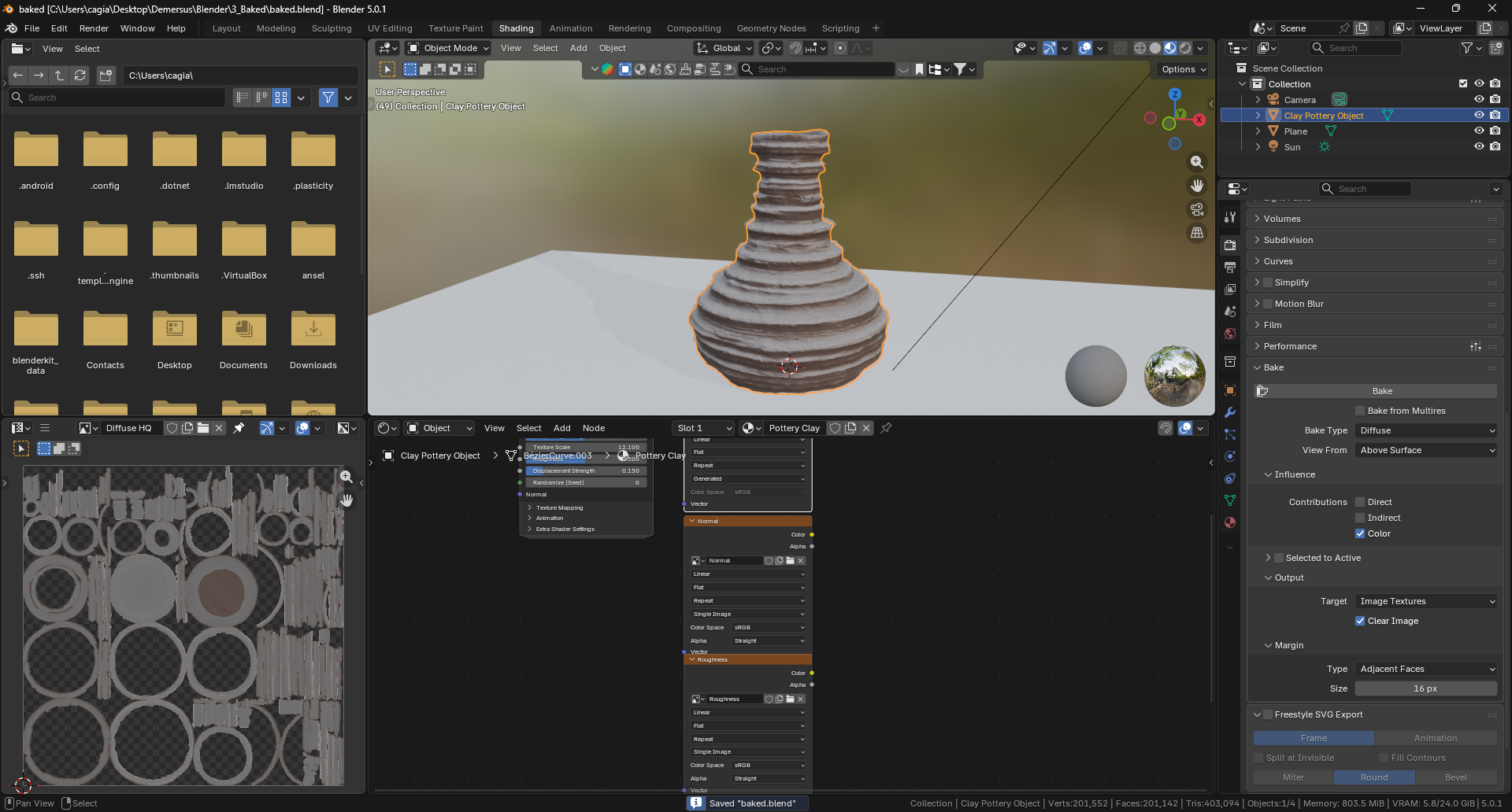 Baking Clay Doh vase in Blender