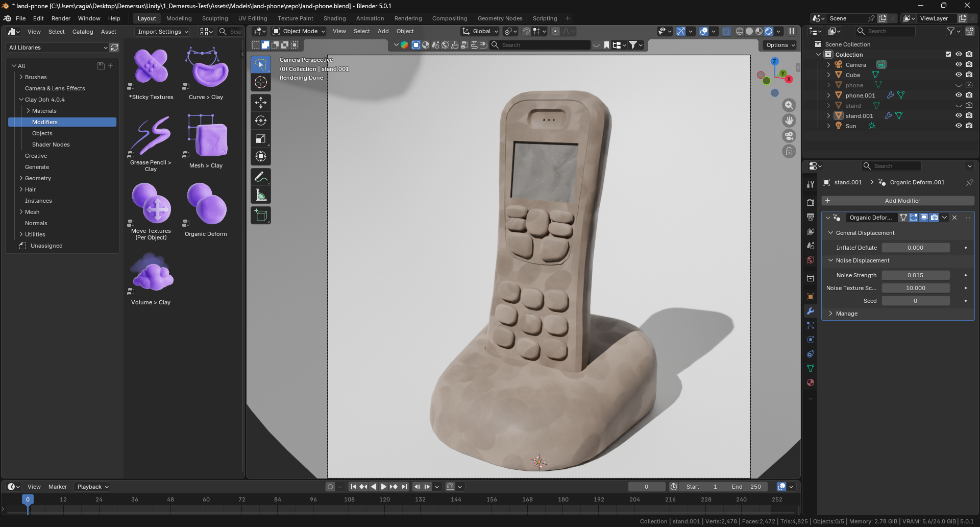 Land phone better clay model