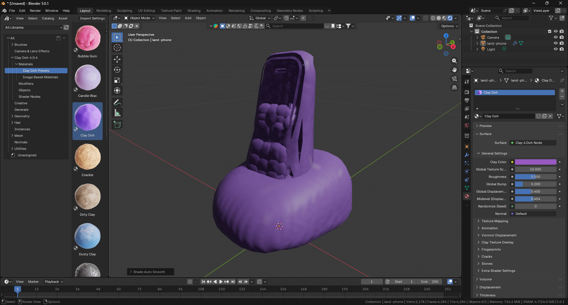 Land phone broken clay model