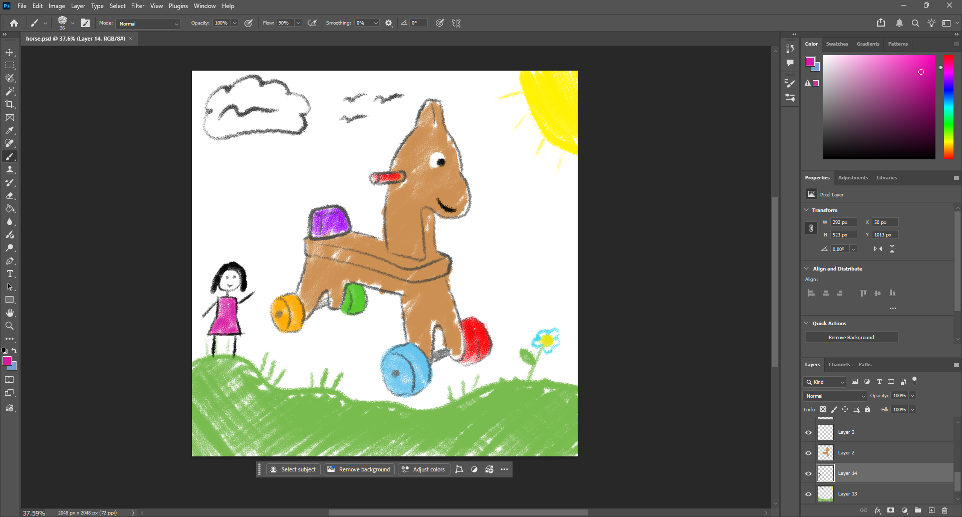 Photoshop toy horse drawing