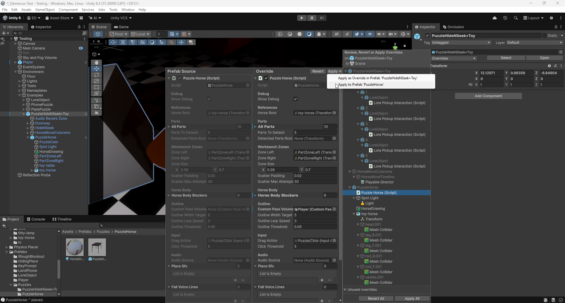 Working with nested prefabs