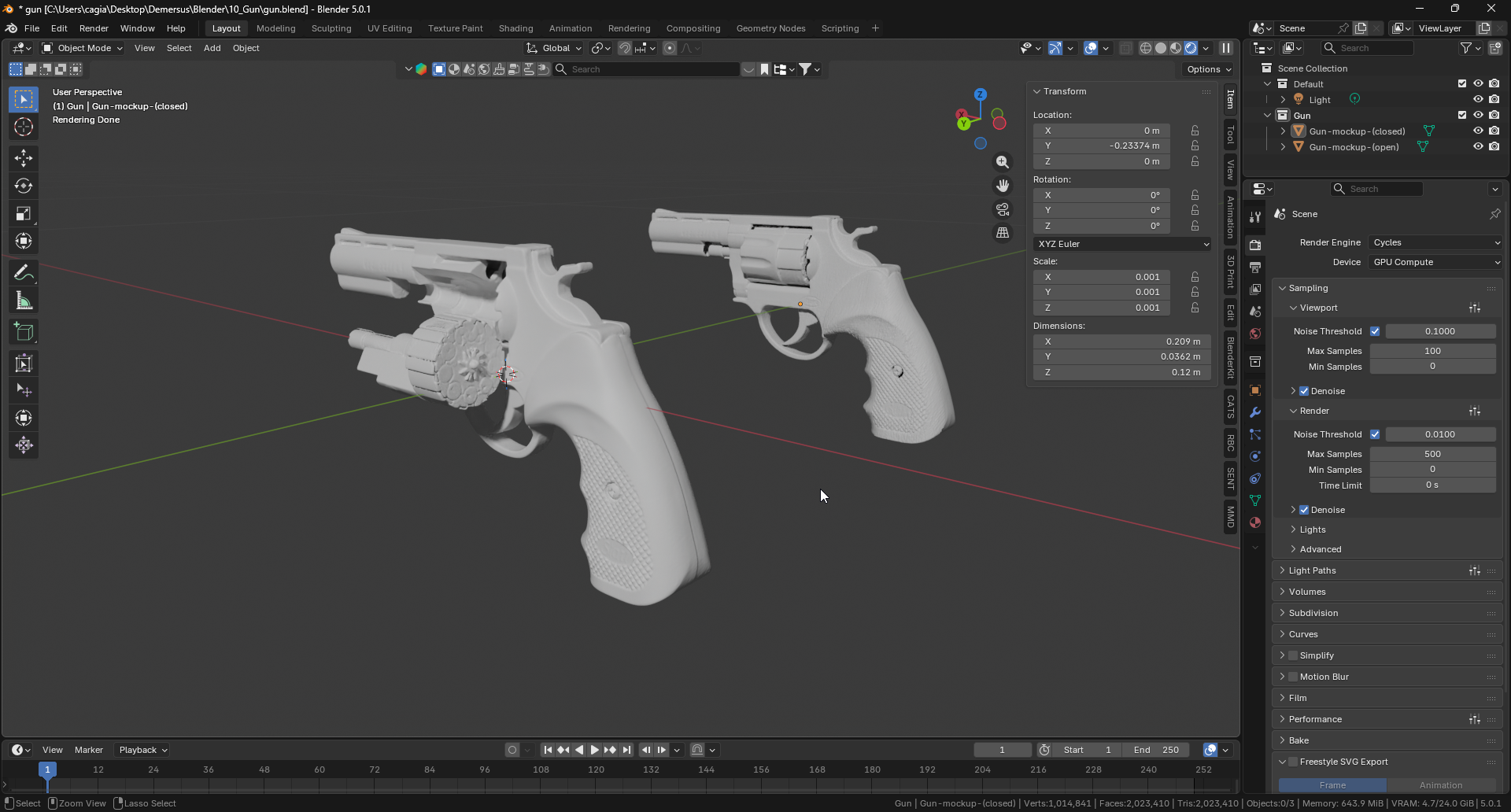 Revolver scans in Blender