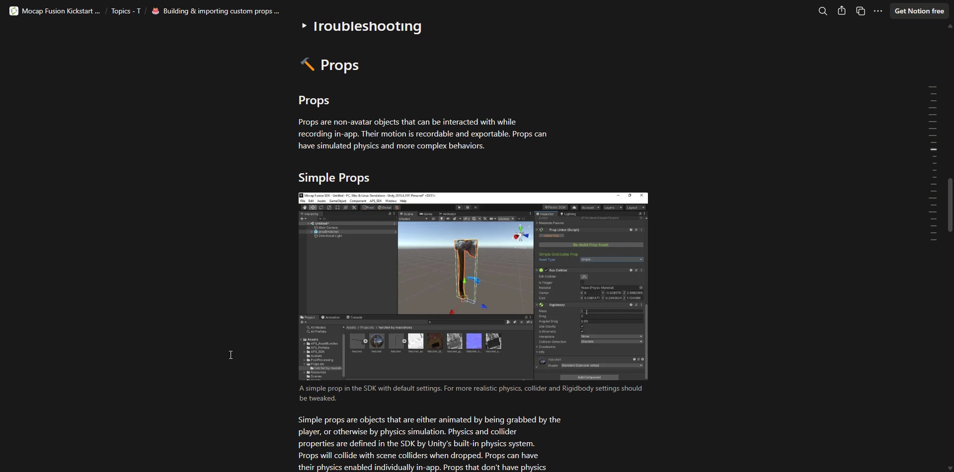 Mocap Fusion prop import docs