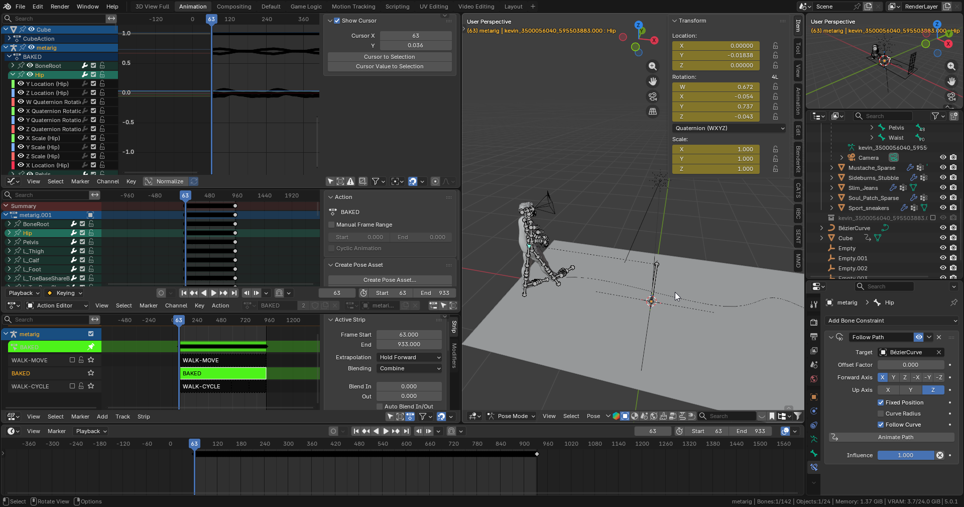 Mocap Pipeline Walk Cycle Clear Hip
