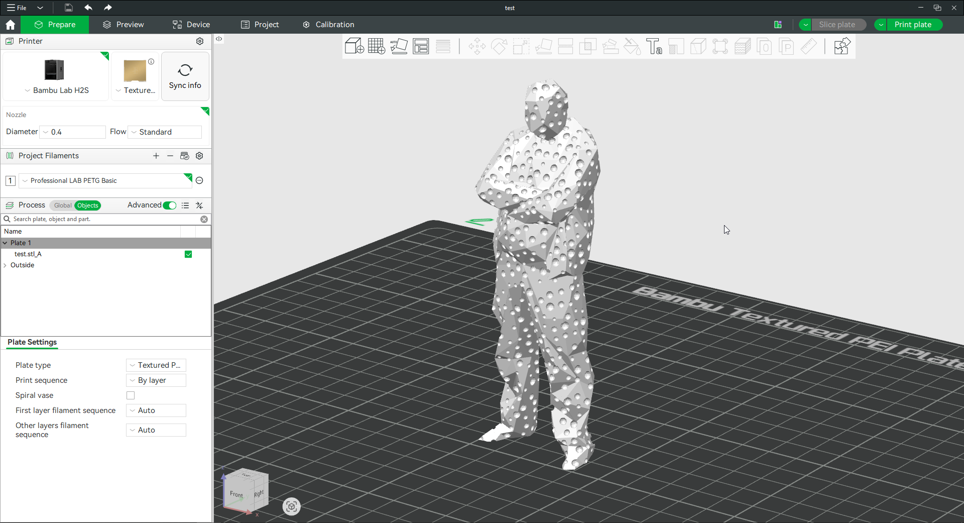 Low-poly person in Bambu Studio